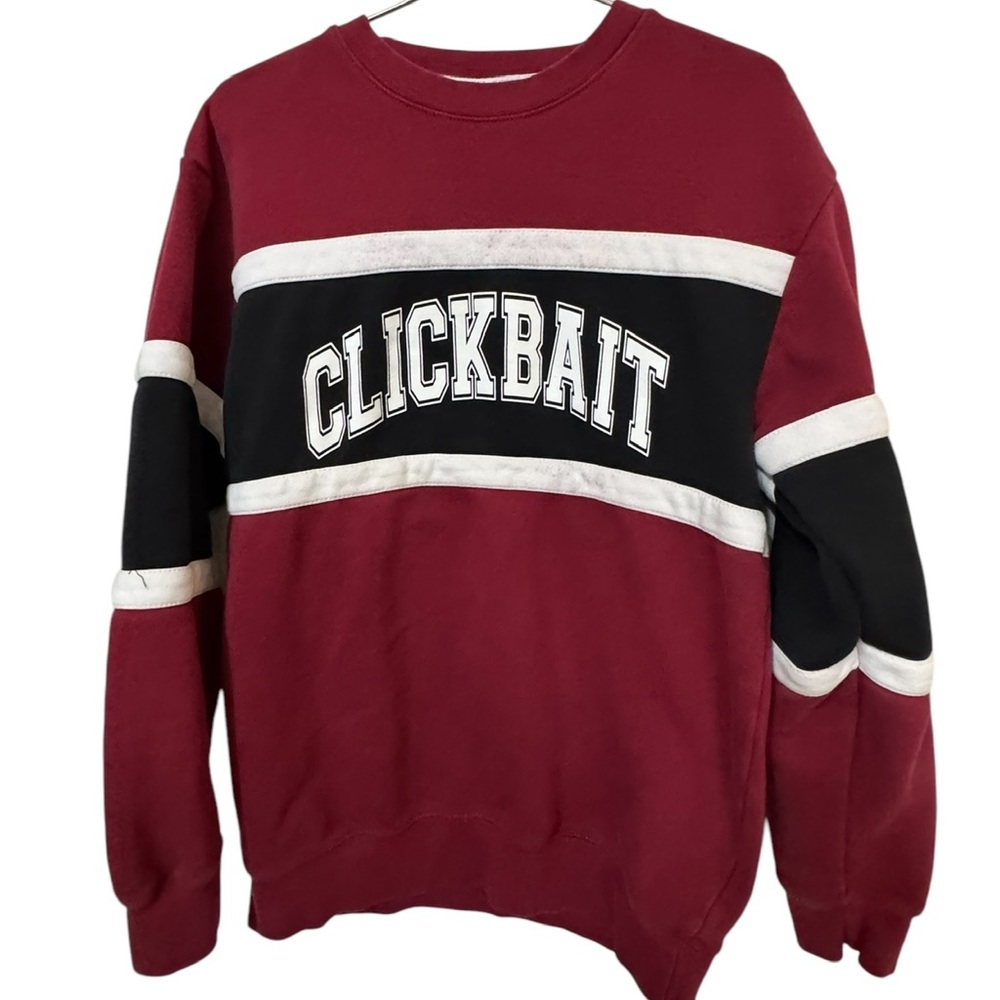 High End Clickbait Retro Thick Striped Streetwear Men's L Red Black Sweatshirt